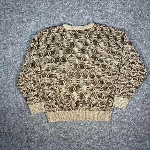 Towncraft Men's Large Geometric Pattern Knit Sweater Long Sleeve Crew Neck - Picture 3 of 5